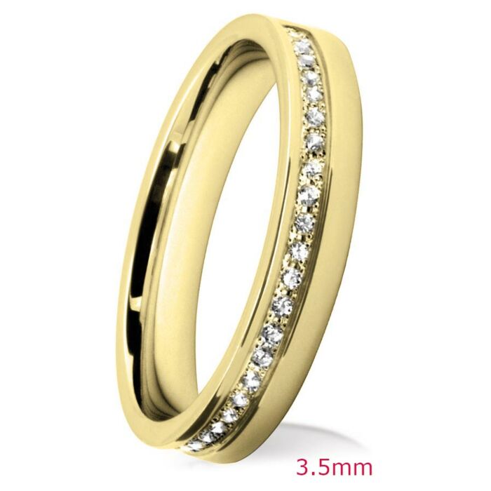 3.5mm Flat Court Wedding Ring - Brilliant Cut Offset Grain Set Diamonds | 753B02 753B01 753B00